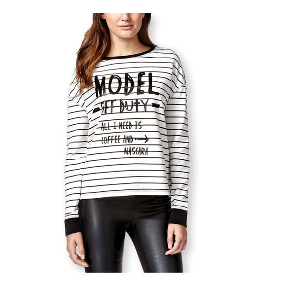Rampage Womens Model Off Duty Sweatshirt, Off-White, NWT - Picture 1 of 1